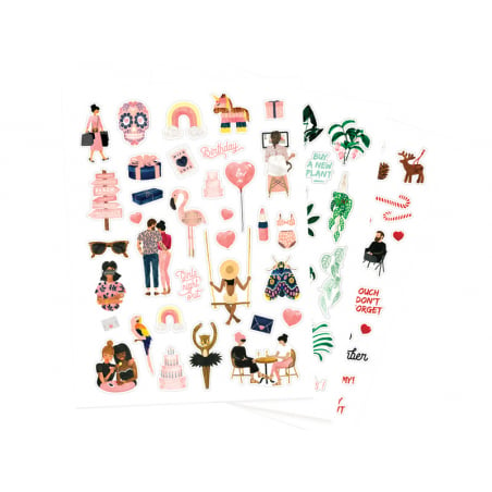 Acheter Set de 3 planches de stickers : végétal, pink mood et rouge passion - ATWS - 3,99 € en ligne sur La Petite Epicerie -...