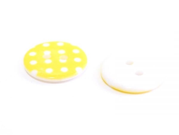 Acheter Bouton plastique rond 18 mm - jaune à pois blanc - 0,49 € en ligne sur La Petite Epicerie - Loisirs créatifs