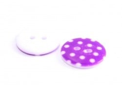 Acheter Bouton plastique rond 18 mm - violet à pois blanc - 0,49 € en ligne sur La Petite Epicerie - Loisirs créatifs