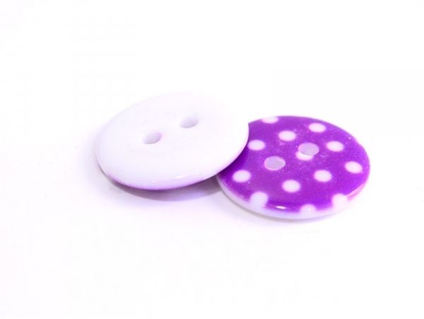 Acheter Bouton plastique rond 18 mm - violet à pois blanc - 0,49 € en ligne sur La Petite Epicerie - Loisirs créatifs