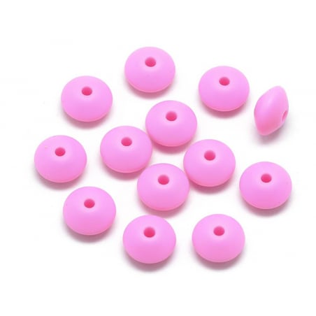 Acheter Lot de 6 perles plates de 12 mm en silicone - Rose vif - 2,99 € en ligne sur La Petite Epicerie - Loisirs créatifs