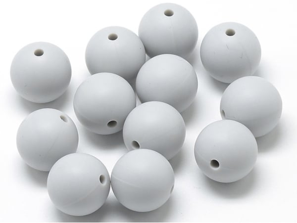 Acheter Lot de 5 perles rondes de 12 mm en silicone - Gris clair En ligne