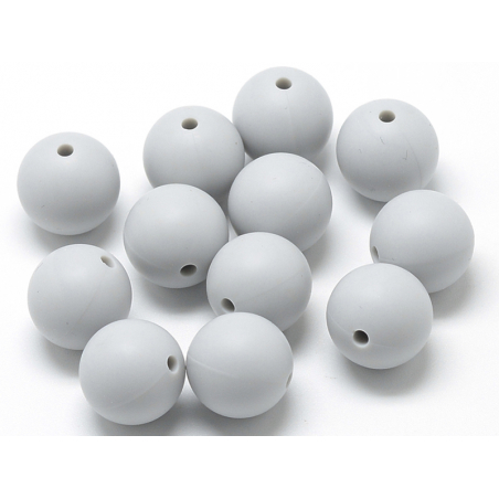 Acheter Lot de 5 perles rondes de 12 mm en silicone - Gris clair - 2,99 € en ligne sur La Petite Epicerie - Loisirs créatifs
