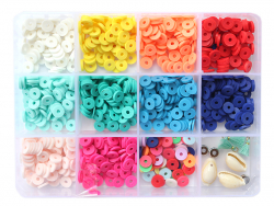 Acheter Boite de 11 couleurs de perles heishi 6 mm POP + accessoires - 11,99 € en ligne sur La Petite Epicerie - Loisirs créa...