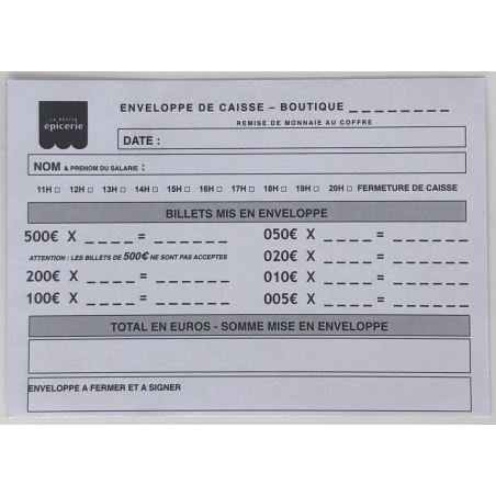 Acheter Enveloppe de caisse - Boutique - 0,00 € en ligne sur La Petite Epicerie - Loisirs créatifs