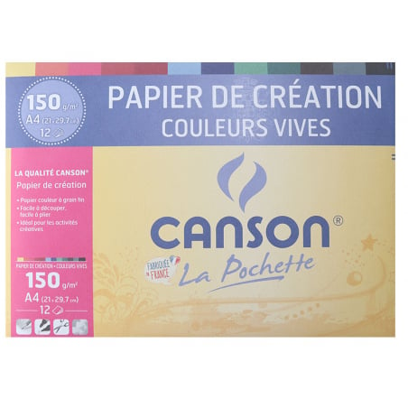 Acheter Pochette papier de création Canson - Couleurs vives - A4 150g/m² - 5,99 € en ligne sur La Petite Epicerie - Loisirs c...
