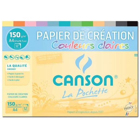 Acheter Pochette papier de création Canson - Couleurs claires - A4 150g/m² - 5,99 € en ligne sur La Petite Epicerie - Loisirs...