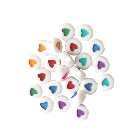 Acheter Lot de 20 perles rondes - Coeurs colorés - 1,19 € en ligne sur La Petite Epicerie - Loisirs créatifs