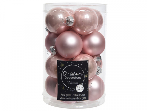 Acheter Lot de 16 petites boules de Noël en verre - rose poudré - 3,5 cm - 4,99 € en ligne sur La Petite Epicerie - Loisirs c...