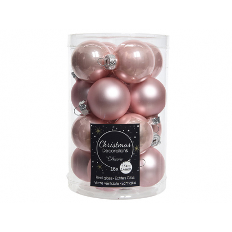 Acheter Lot de 16 petites boules de Noël en verre - rose poudré - 3,5 cm - 4,99 € en ligne sur La Petite Epicerie - Loisirs c...