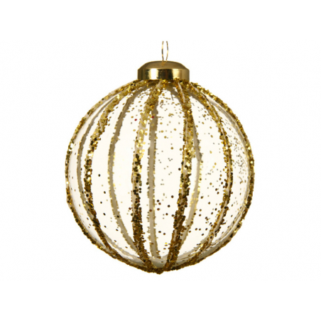 Acheter Boule de Noël en verre 8 cm - lignes de paillettes dorées - 2,99 € en ligne sur La Petite Epicerie - Loisirs créatifs