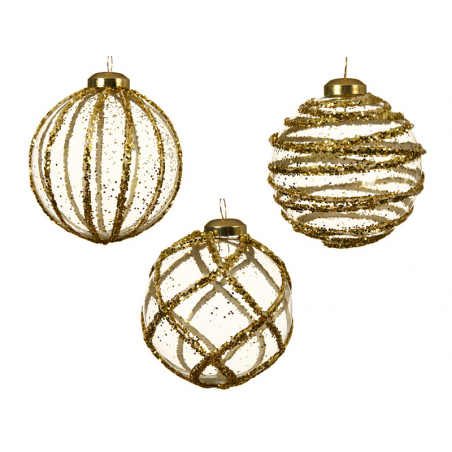 Acheter Boule de Noël en verre 8 cm - lignes de paillettes dorées - 2,99 € en ligne sur La Petite Epicerie - Loisirs créatifs