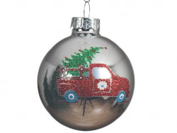 Acheter Boule de Noël en verre argenté - voiture et sapin - 6 cm - 1,99 € en ligne sur La Petite Epicerie - Loisirs créatifs