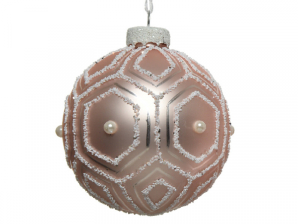 Acheter Boule de Noël en verre rose poudré - décor hexagones - 8 cm - 2,99 € en ligne sur La Petite Epicerie - Loisirs créatifs Acheter Boule de Noël en verre rose poudré - décor hexagones - 8 cm - 2,99 € en ligne sur La Petite Epicerie - Loisirs créatifs