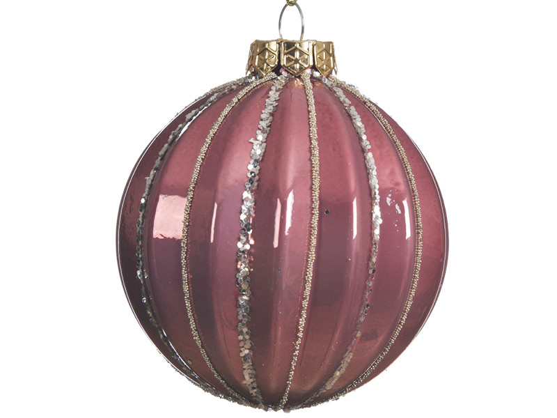 Boule de Noël rose avec étoile 8 cm