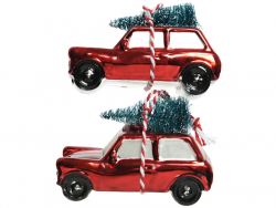 Acheter Lot de 2 suspensions de Noël en verre - Voiture transportant un sapin - 11,79 € en ligne sur La Petite Epicerie - Loi...