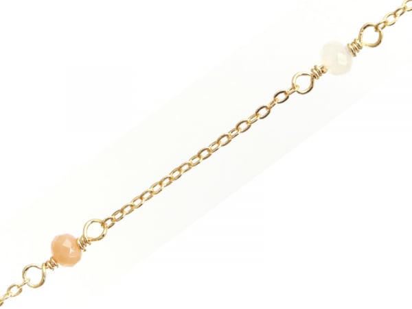 Acheter Chaine perles facettes - rose poudre - doré à l'or fin 18K x 20 cm  En ligne