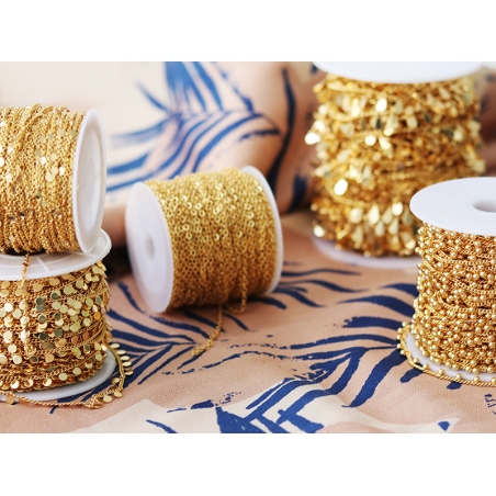 Acheter Chaine petits pampilles rondes - doré à l'or fin 18K x 20 cm - 4,99 € en ligne sur La Petite Epicerie - Loisirs créatifs
