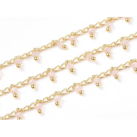 Acheter Chaine perles facettes - rose poudre - doré à l'or fin 18K x 20 cm - 2,69 € en ligne sur La Petite Epicerie - Loisirs...