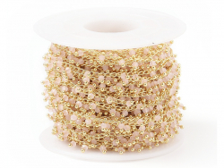 Acheter Chaine perles facettes - rose poudre - doré à l'or fin 18K x 20 cm - 2,69 € en ligne sur La Petite Epicerie - Loisirs...