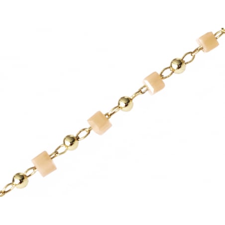 Acheter Chaîne perles carrées - rose blush - doré à l'or fin 18K x 20 cm - 2,39 € en ligne sur La Petite Epicerie - Loisirs c...