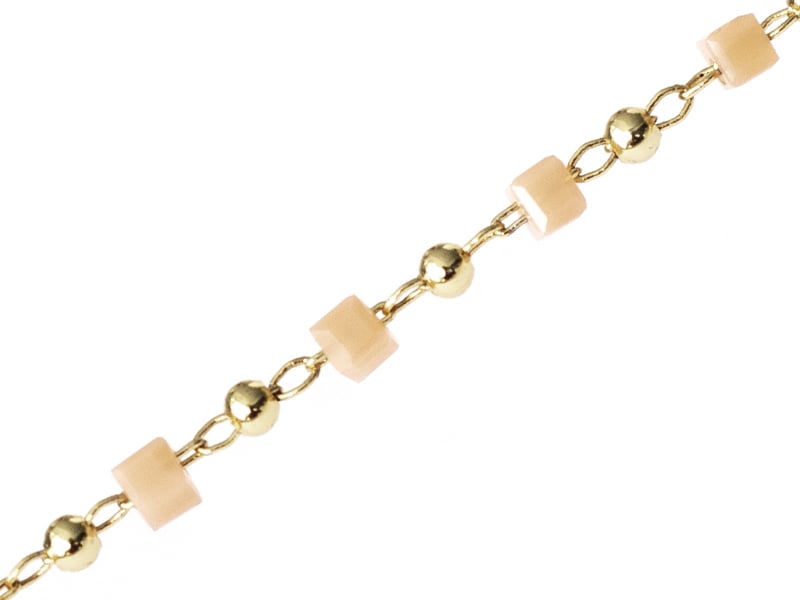 Bracelet fin perles rose (doré)