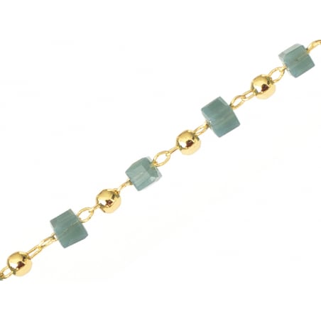 Acheter Chaîne perles carrées - bleu pétrole - doré à l'or fin 18K x 20 cm - 2,39 € en ligne sur La Petite Epicerie - Loisirs...