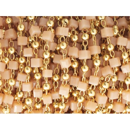 Acheter Chaîne perles carrées - rose blush - doré à l'or fin 18K x 20 cm - 2,39 € en ligne sur La Petite Epicerie - Loisirs c...