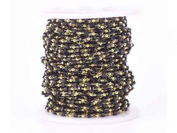 Acheter Chaîne perles carrées - noir - doré à l'or fin 18K x 20 cm - 2,39 € en ligne sur La Petite Epicerie - Loisirs créatifs