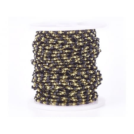 Acheter Chaîne perles carrées - noir - doré à l'or fin 18K x 20 cm - 2,39 € en ligne sur La Petite Epicerie - Loisirs créatifs