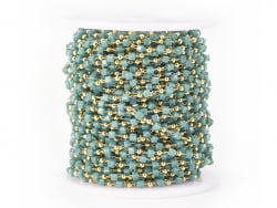 Acheter Chaîne perles carrées - bleu pétrole - doré à l'or fin 18K x 20 cm - 2,39 € en ligne sur La Petite Epicerie - Loisirs...