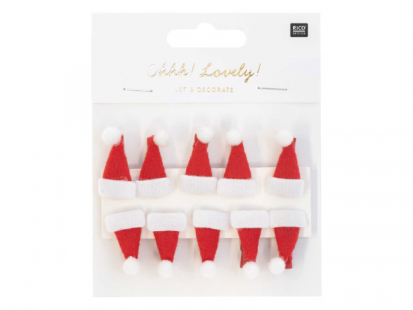 Acheter 10 mini pinces en bois - bonnets de père Noël - 3,69 € en ligne sur La Petite Epicerie - Loisirs créatifs