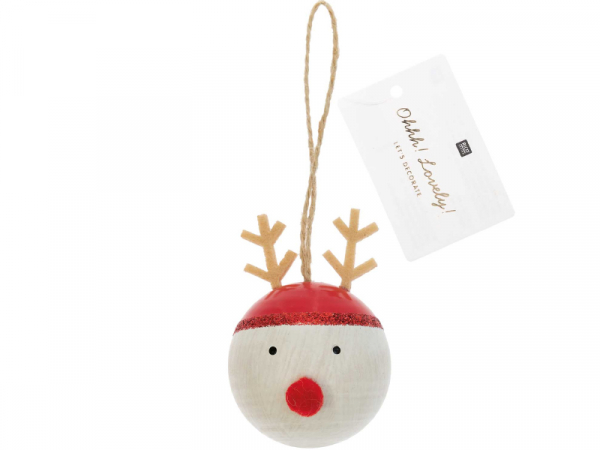 Acheter Boule de Noël renne en bois - à suspendre - 4,49 € en ligne sur La Petite Epicerie - Loisirs créatifs