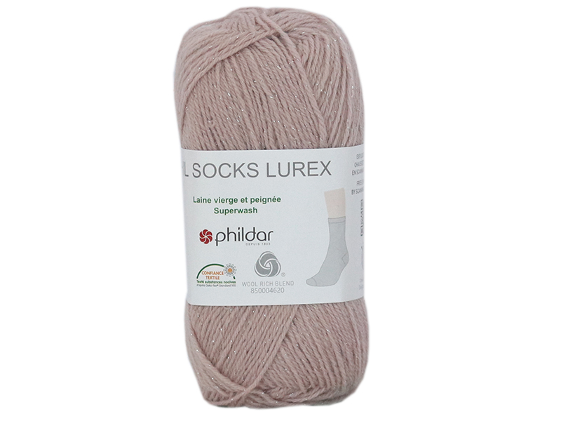 Acheter Laine pour chaussettes - Phil Socks Lurex - Rosée - 3,95 € en ligne sur La Petite Epicerie - Loisirs créatifs
