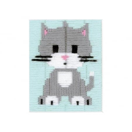 Acheter Kit canevas pour enfant chaton gris - point lancé - 18,39 € en ligne sur La Petite Epicerie - Loisirs créatifs