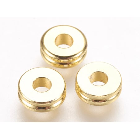 Acheter 10 perles intercalaires - doré à l'or fin 24k - 6 x 2 mm - 3,19 € en ligne sur La Petite Epicerie - Loisirs créatifs