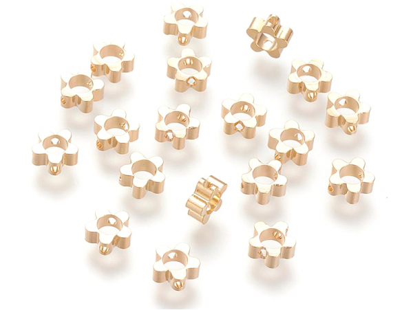 Acheter 10 perles fleurs - doré à l'or fin 18k - 6 x 6 x 2,5 mm - 4,99 € en ligne sur La Petite Epicerie - Loisirs créatifs