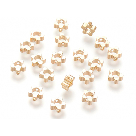 Acheter 10 perles fleurs - doré à l'or fin 18k - 6 x 6 x 2,5 mm - 4,99 € en ligne sur La Petite Epicerie - Loisirs créatifs