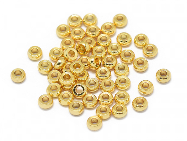 Acheter 10 perles intercalaires rondelles - doré à l'or fin 18k - 2,7 x 1,3 mm - 2,59 € en ligne sur La Petite Epicerie - Loi...
