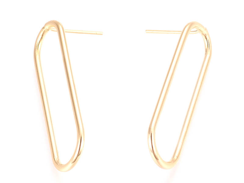 Acheter Paire de boucles d'oreilles ovale Huggie - doré à l'or fin 18k - 35,5 mm - 5,89 € en ligne sur La Petite Epicerie - L...
