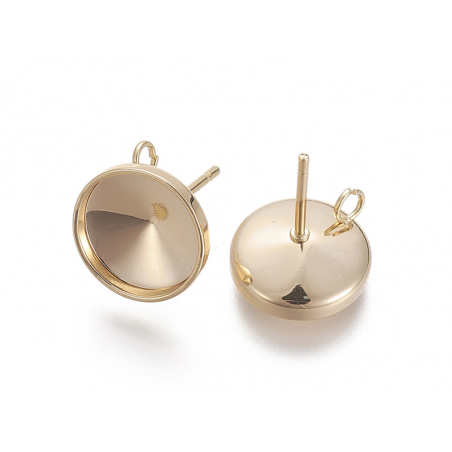 Acheter Paire de boucles d'oreilles pour cabochons ronds - doré à l'or fin 18k - 10 mm - 3,69 € en ligne sur La Petite Epicer...