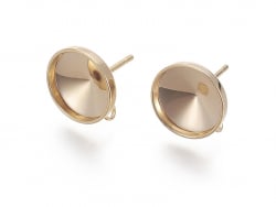 Acheter Paire de boucles d'oreilles pour cabochons ronds - doré à l'or fin 18k - 10 mm - 3,69 € en ligne sur La Petite Epicer...