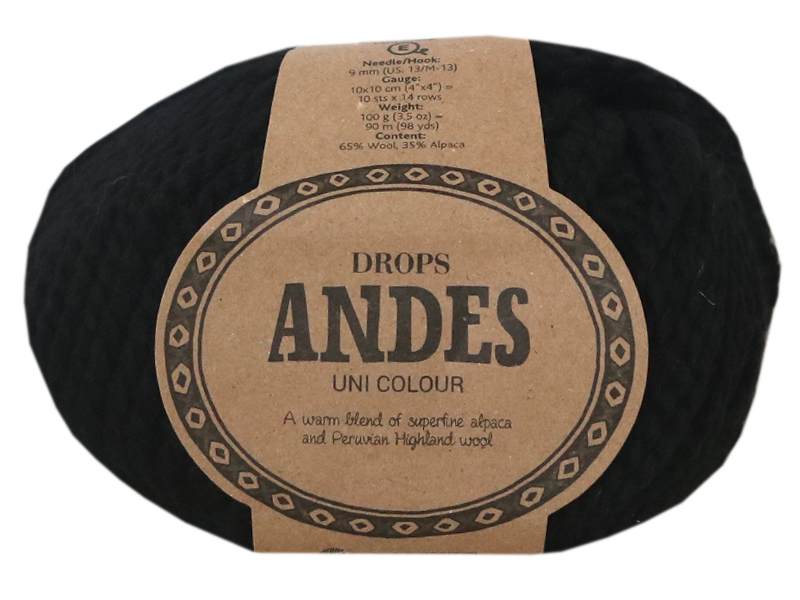 Acheter Laine Drops - Andes - 8903 Noir (uni) - 5,30 € en ligne sur La Petite Epicerie - Loisirs créatifs