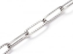 Acheter Chaine trombone argentée 12x4 mm texturée - acier inoxydable 304 x 20 cm - 3,99 € en ligne sur La Petite Epicerie - L...