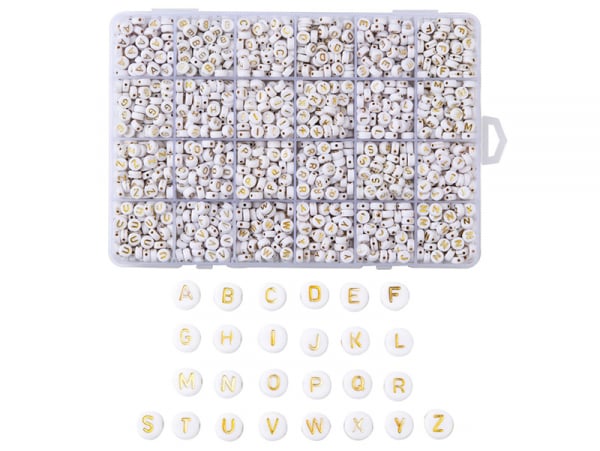 Acheter Boite de 1898 perles rondes en plastique - lettres alphabet - dorées - 15,99 € en ligne sur La Petite Epicerie - Lois...
