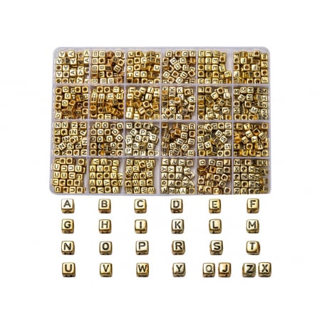 Acheter Boite de 934 perles lettres alphabet carrées - dorées - 13,99 € en ligne sur La Petite Epicerie - Loisirs créatifs