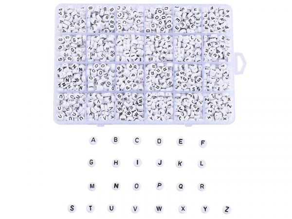 Acheter Boite de 1750 perles lettres alphabet rondes - noires et blanches - 15,99 € en ligne sur La Petite Epicerie - Loisirs...