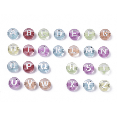 Acheter 200 perles rondes en plastique transclucide - lettres alphabet - couleurs chaudes - 2,99 € en ligne sur La Petite Epi...