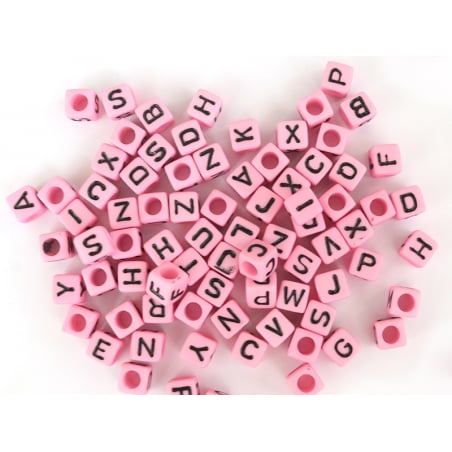 Acheter 200 perles carrées en plastique - lettres alphabet - rose et noir - 5,49 € en ligne sur La Petite Epicerie - Loisirs ...
