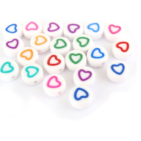 Acheter 20 perles rondes en plastique - coeur - multicolore - 0,99 € en ligne sur La Petite Epicerie - Loisirs créatifs